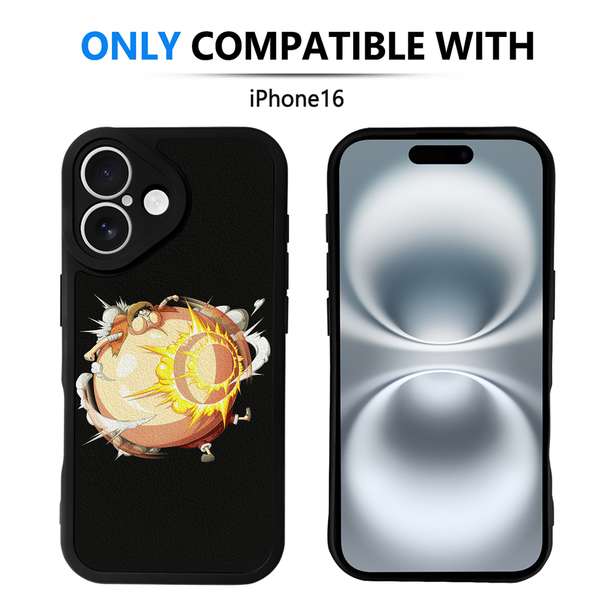 （画像用） ワンピース モンキー・D・ルフィ ONE PIECE Monkey D. Luffy 【iPhone 16シリーズ対応】シリコンスマホケース（レザー調） 材質：シリコン